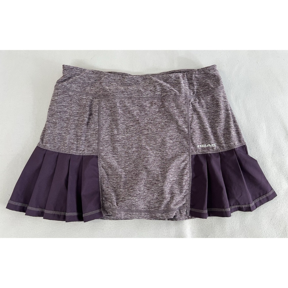 HEAD PURPLE/PLUM PLEATED HEM TENNIS Golf, Fitness SKORT Zip Pocket SIZE Large